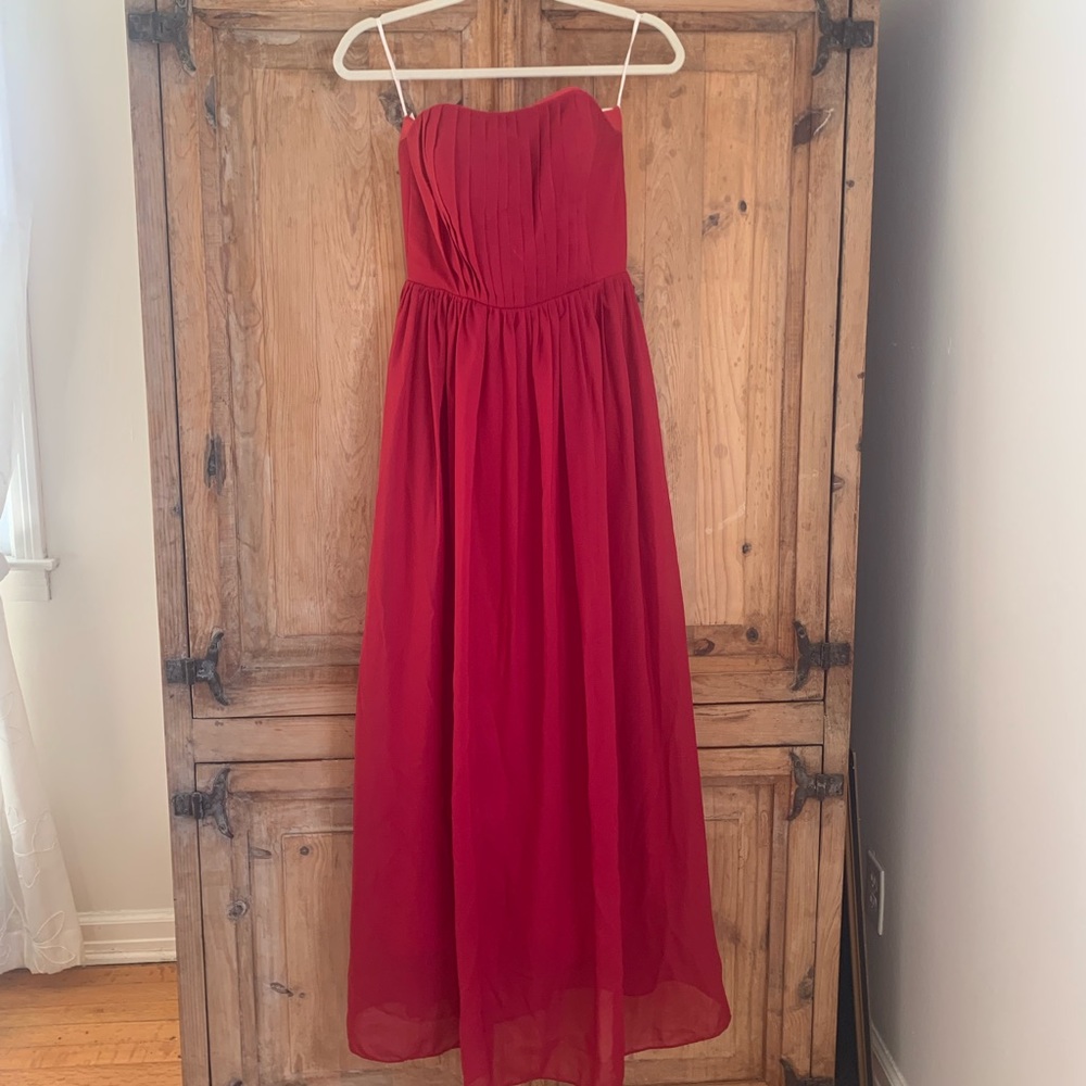 strapless red formal/prom dress